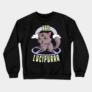 Cute Satanic Hail Lucipurr Rainbow Kitty Goth Crewneck Sweatshirt